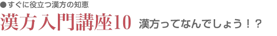 漢方入門講座10 漢方ってなんでしょう！？